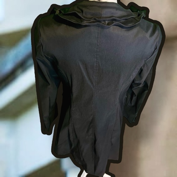 Joseph Ribkoff Black Button-Up Vintage Wired Stand-Up Ruffle Collar Jacket Sz 8 - Picture 9 of 15